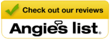 Angie’s List badge inviting customers to read verified reviews of our custom closet and storage solutions.