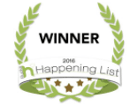 Happening List Winner 2016 award badge for outstanding local custom closet design and home organization services