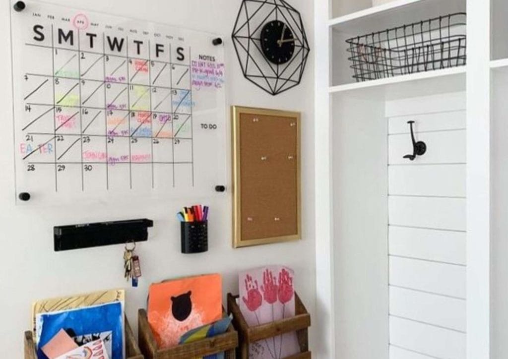 family calendar on the wall 