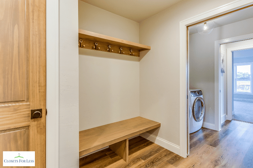 Mudroom bench with built-in drawers for storage
